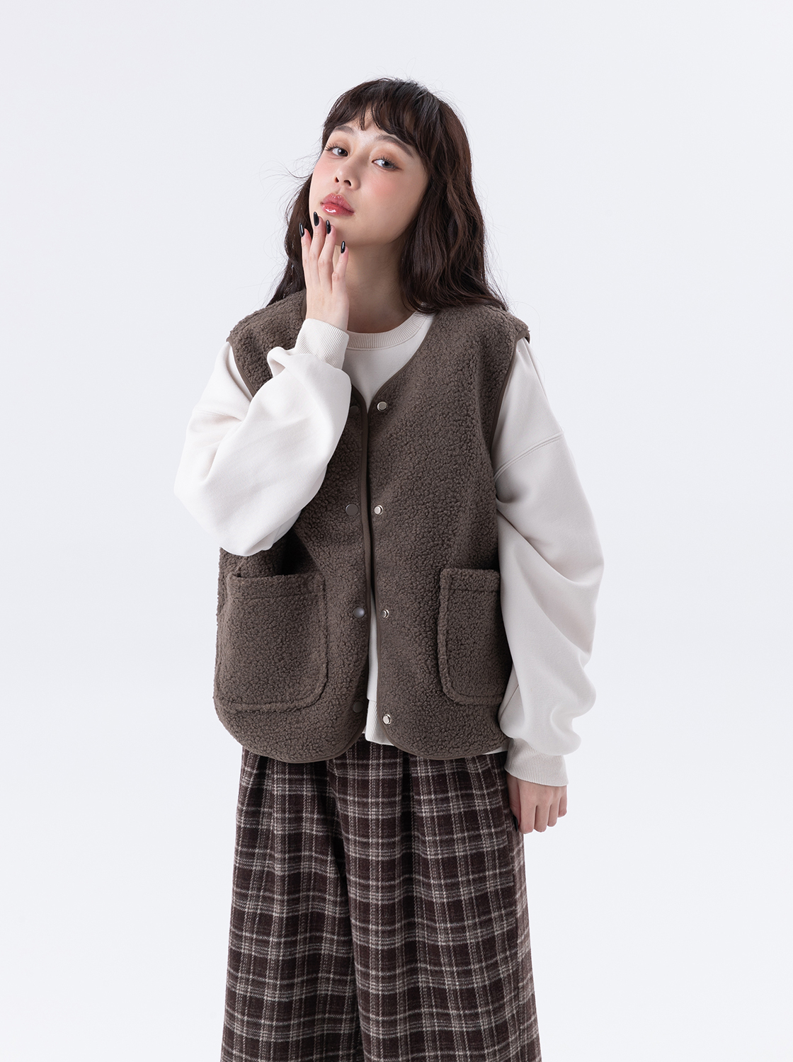 顆粒羊羔毛背心