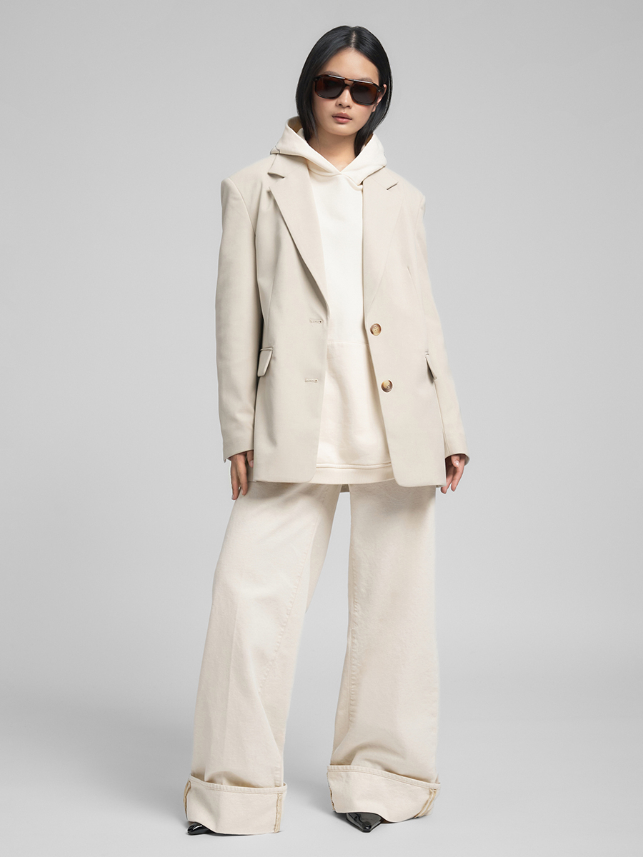 Oversized 長版刺繡連帽衫