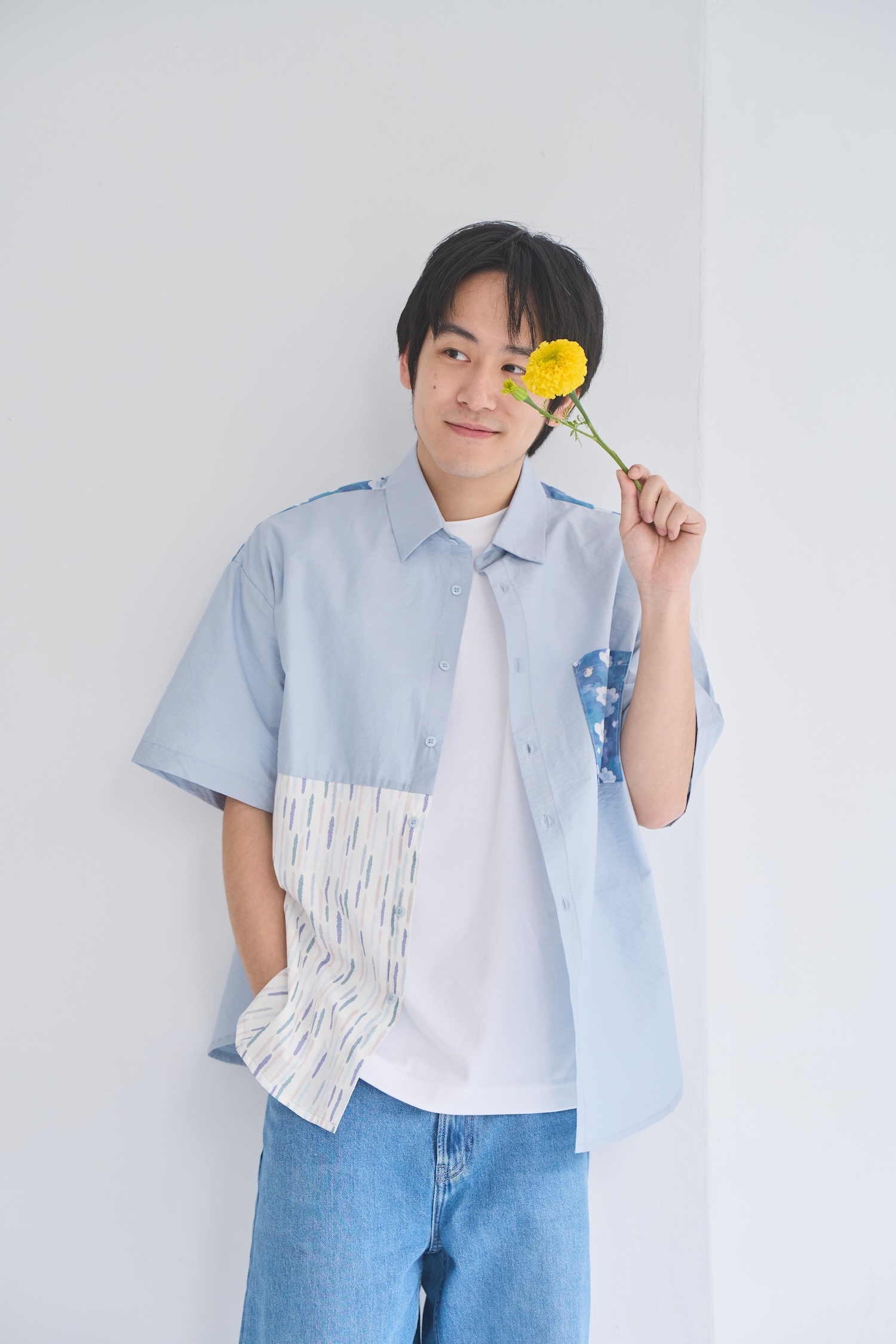 Patchwork Shirt/Flower Rhymes/Dawn Mist Blue