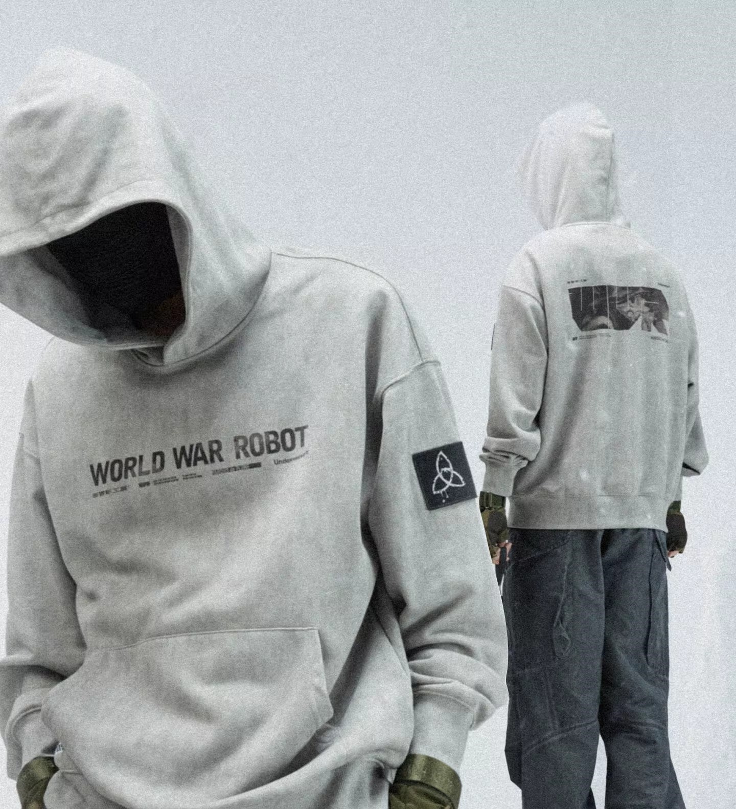 Underverse聯名 吉考斯工業 雙鼻圖案潮牌連帽衛衣外套