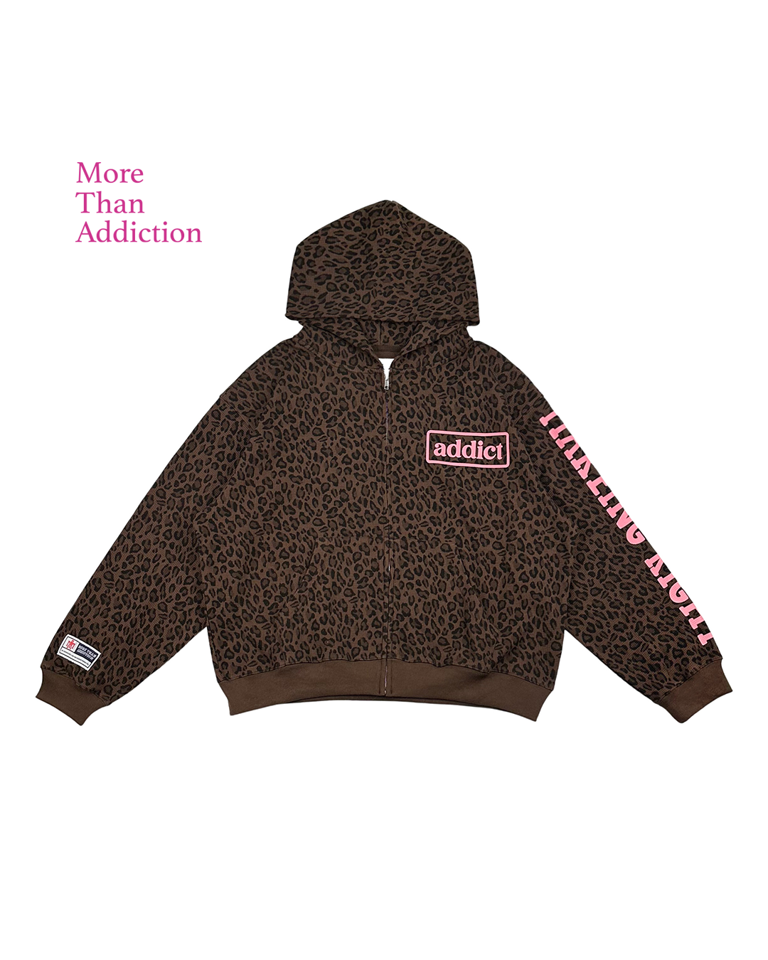 MTA ADDICT WAFFLE ZIP-HOODIE 黑 豹紋 印花 華夫格 連帽衫 連帽外套【M25AWZH02】