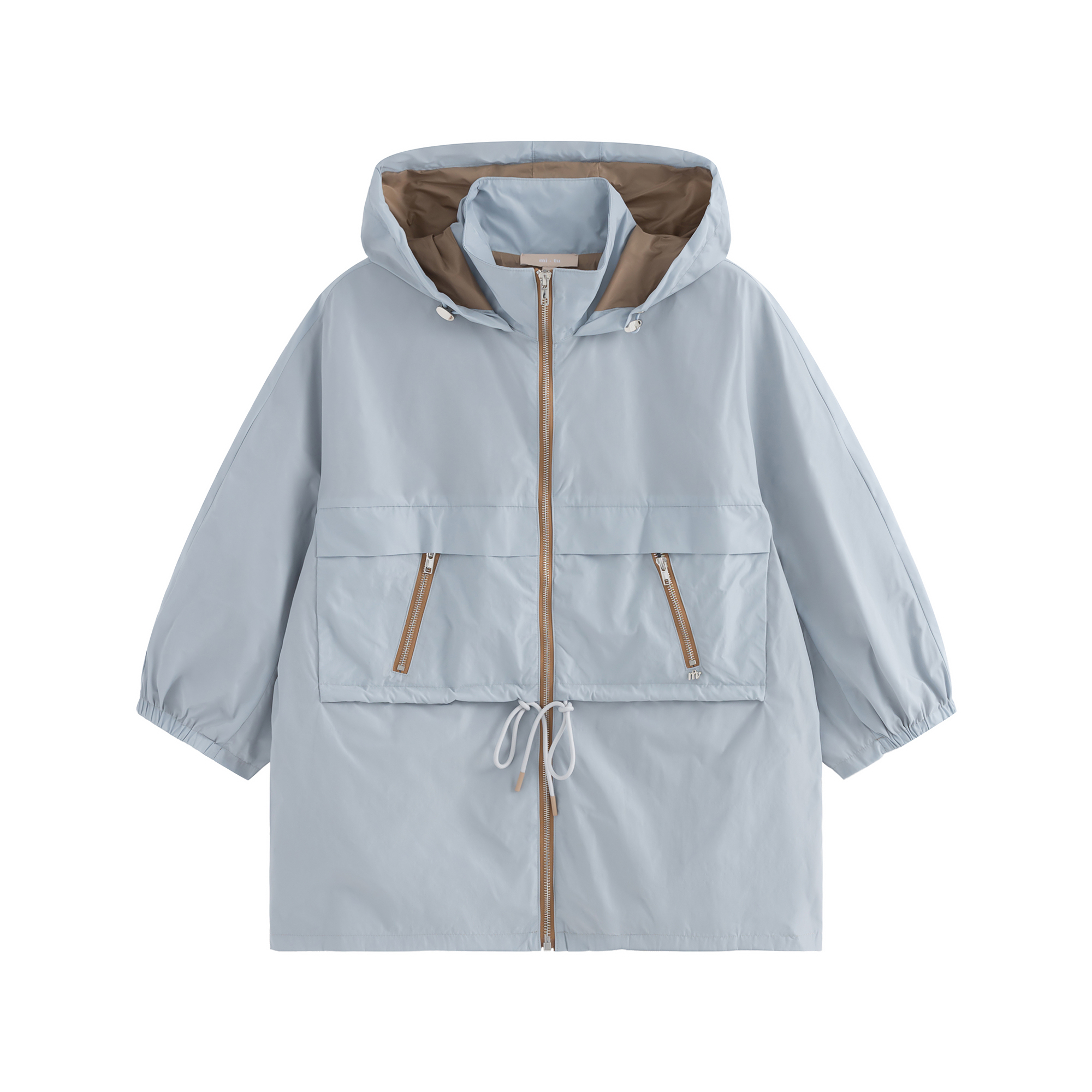 mi-tu 拼色抽繩風衣外套