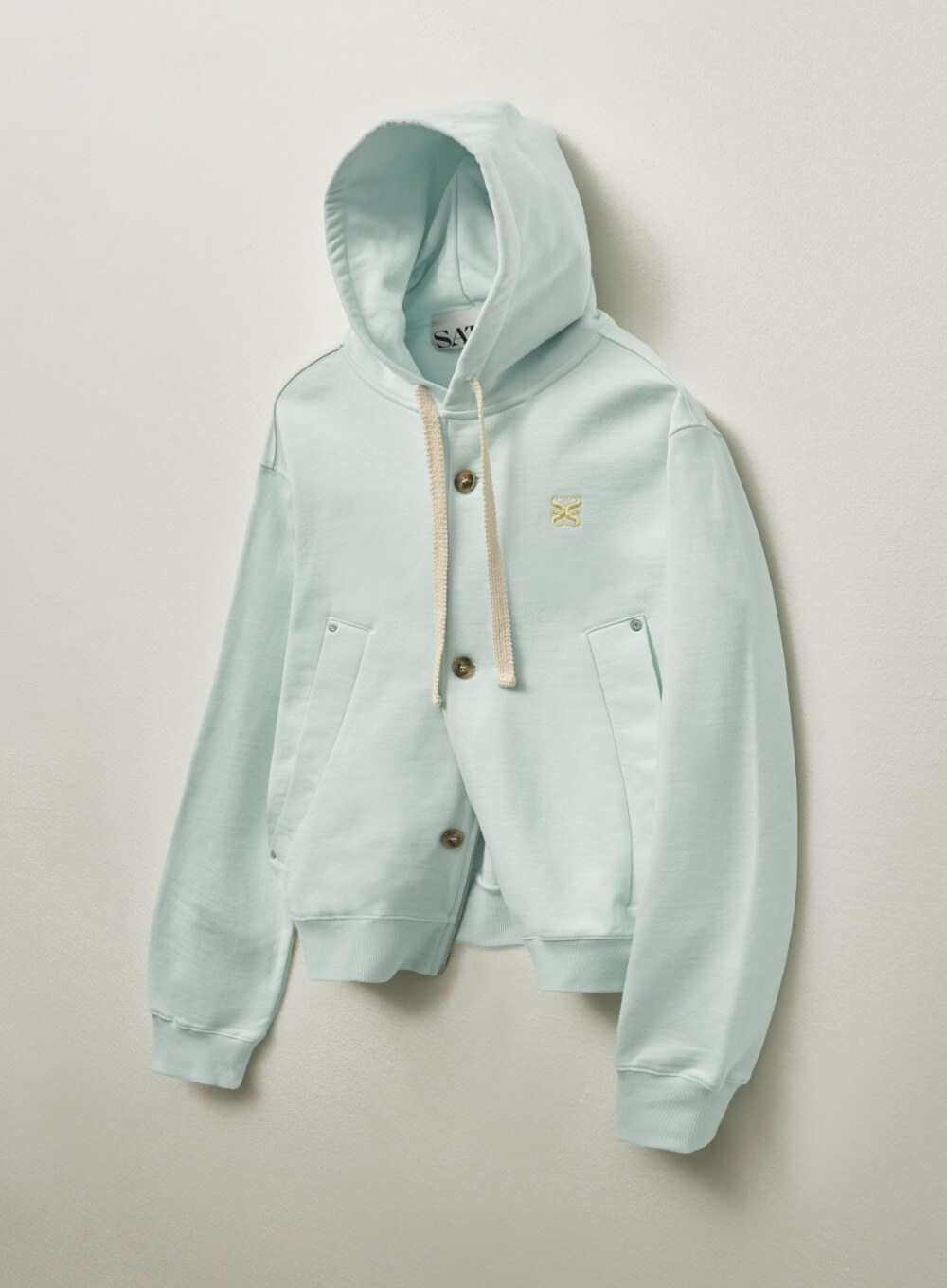 【SATUR】Teo Cotton All Day Hood Zip-up - Ice Blue