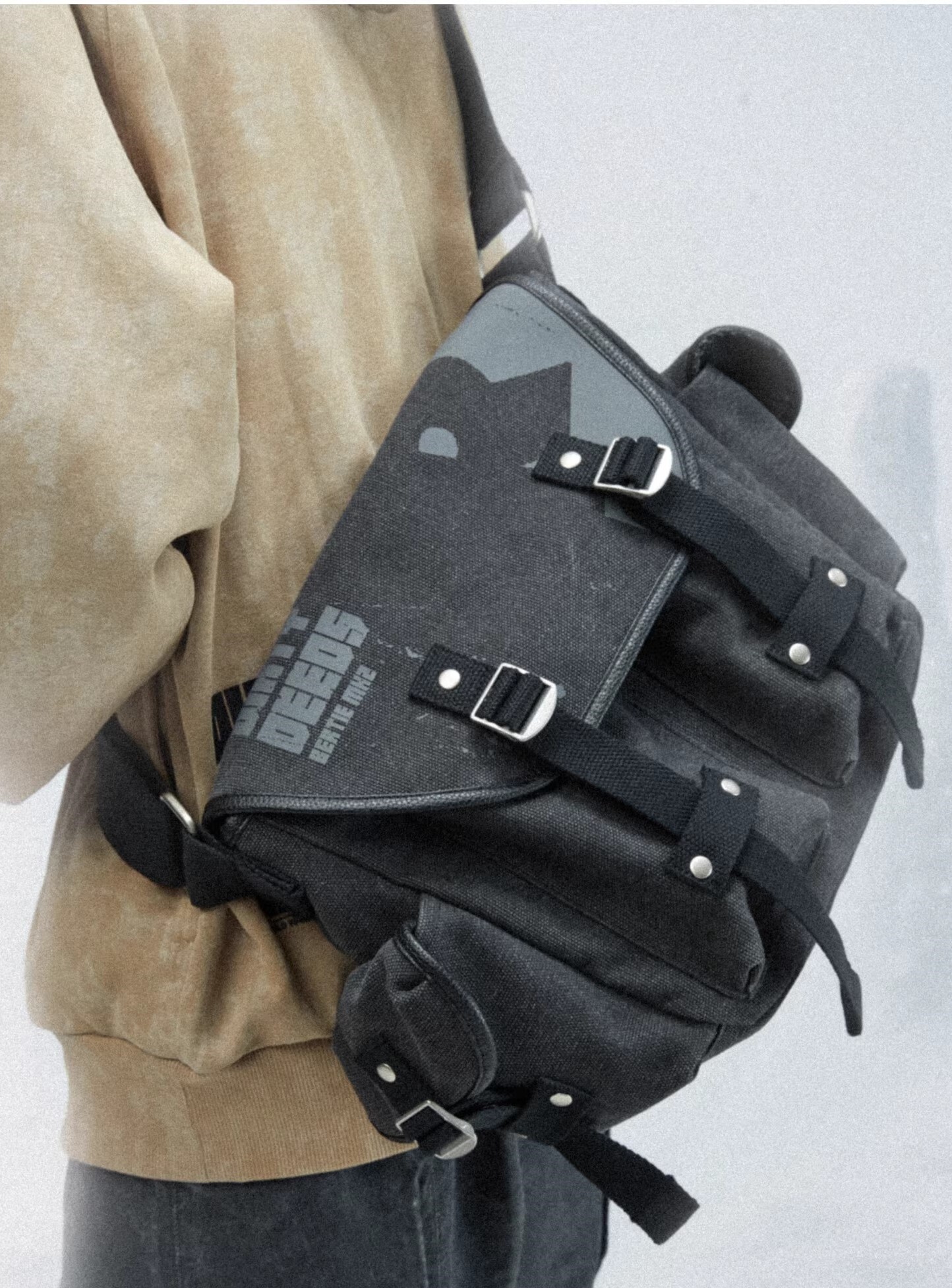 Underverse聯名 吉考斯工業 水洗做舊郵差包單肩斜挎包