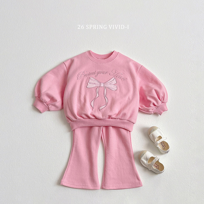 正韓春vividi 四色蝴蝶結喇叭褲套裝