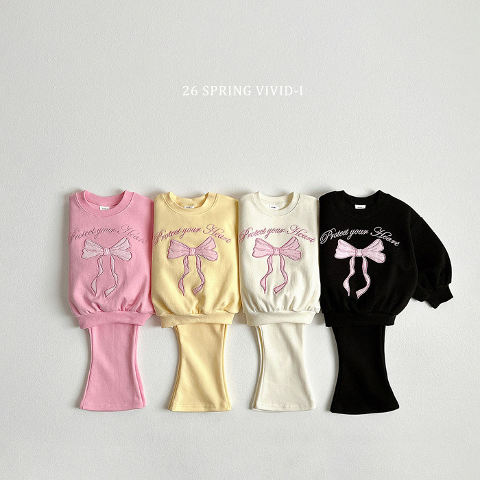 正韓春vividi 四色蝴蝶結喇叭褲套裝