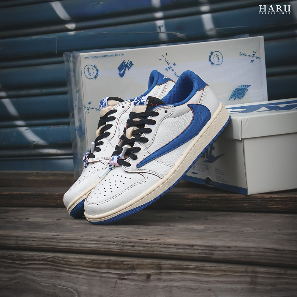FRAGMENT DESIGN X TRAVIS SCOTT X AIR JORDAN 1 LOW 3.0 三方聯名 閃電 白藍 藤原浩 AJ1 DM7866-104