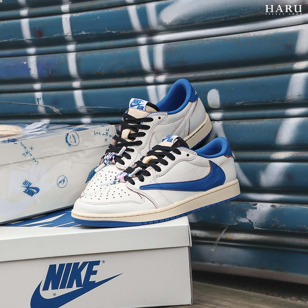 FRAGMENT DESIGN X TRAVIS SCOTT X AIR JORDAN 1 LOW 3.0 三方聯名 閃電 白藍 藤原浩 AJ1 DM7866-104