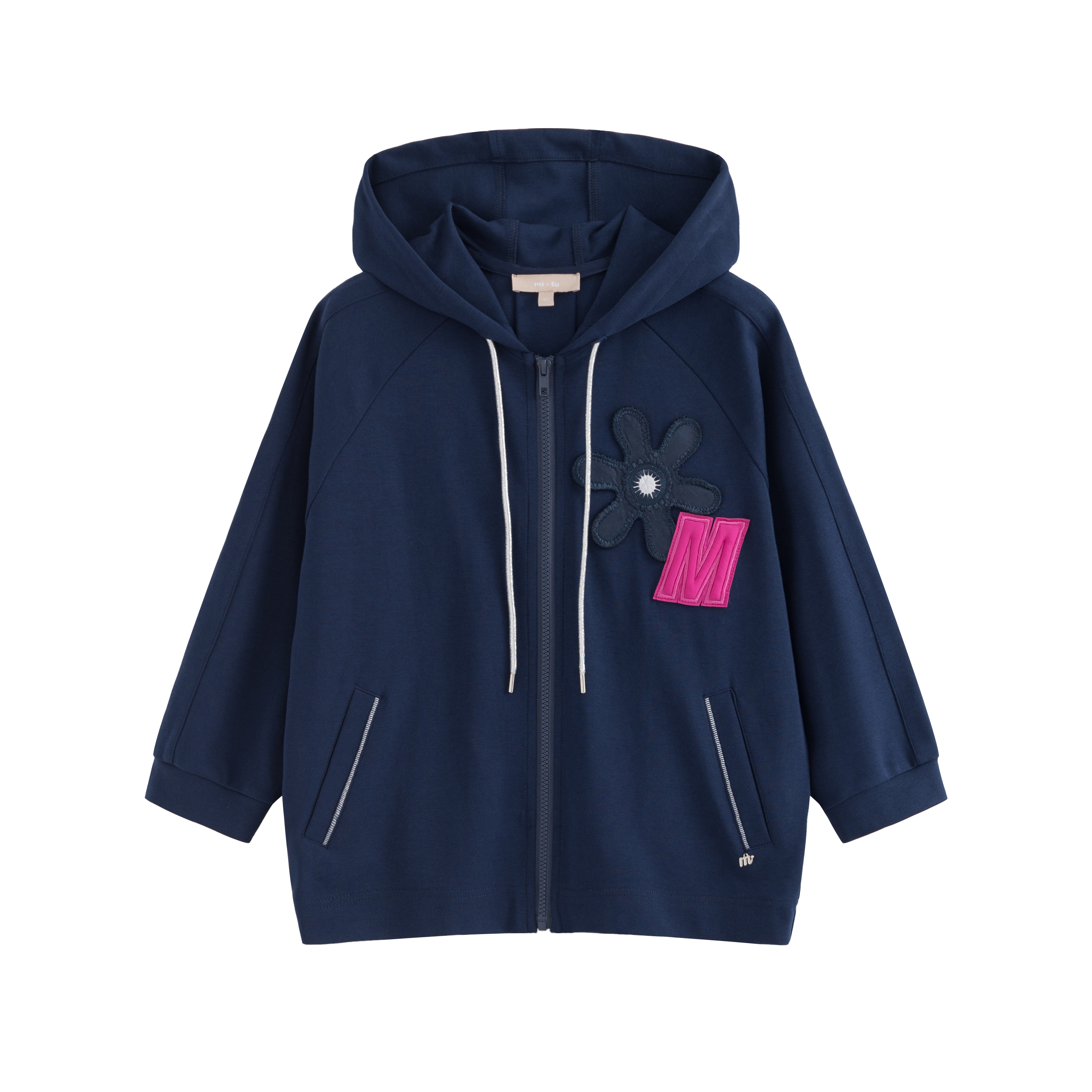 mi-tu刺绣印花抽绳卫衣