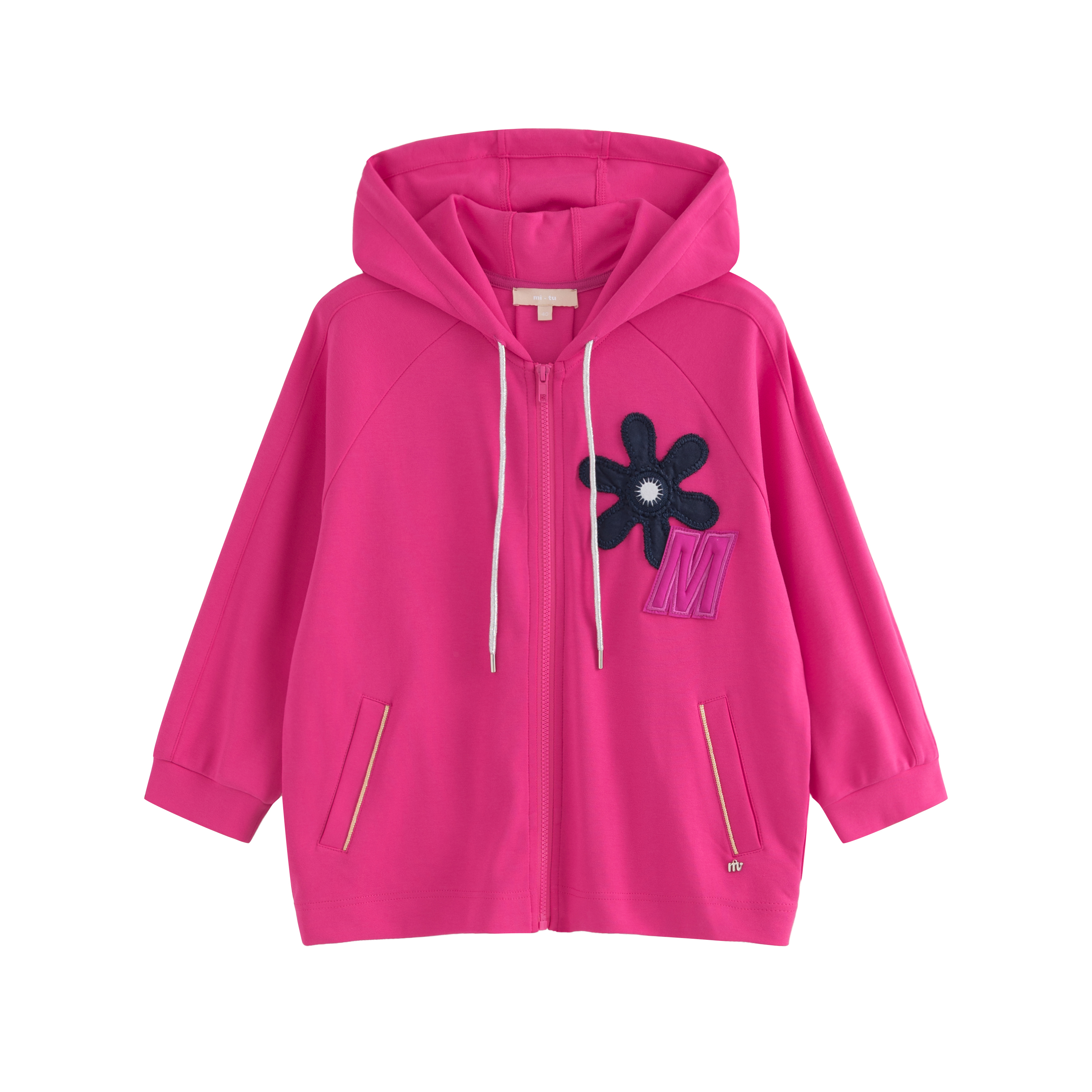 mi-tu刺绣印花抽绳卫衣