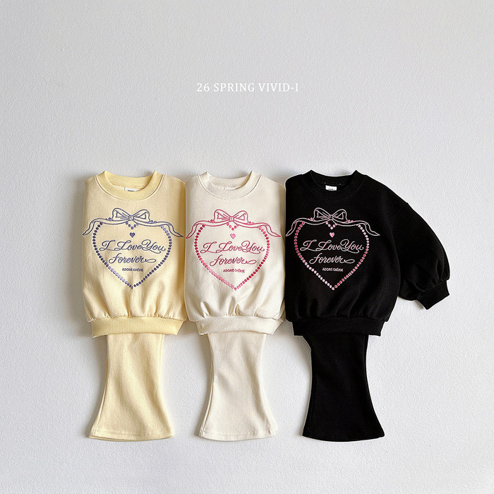 正韓春vividi 三色愛心字母喇叭褲套裝