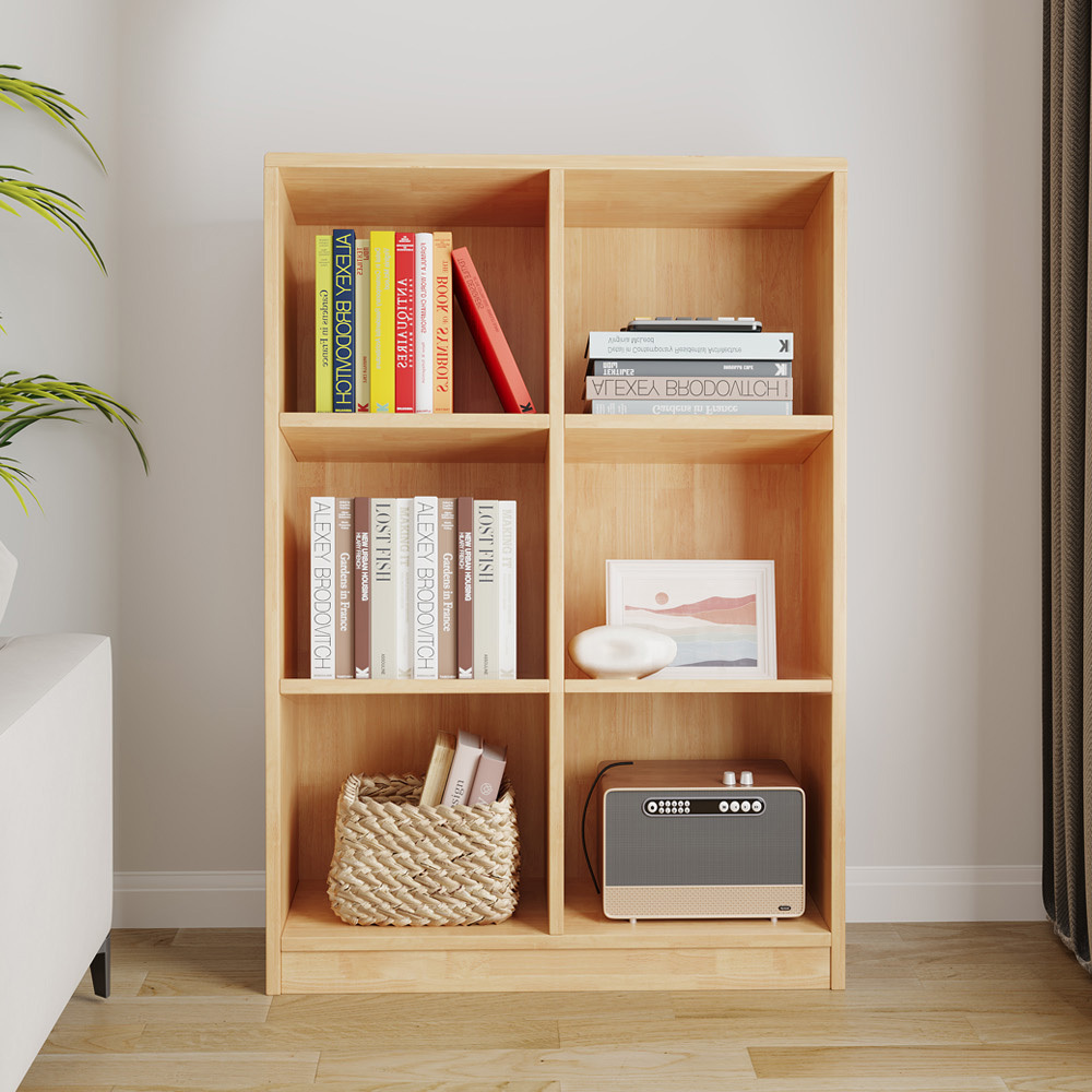 【AOTTO】簡約實木三層六格落地收納置物櫃/書櫃-80公分(WD-039)