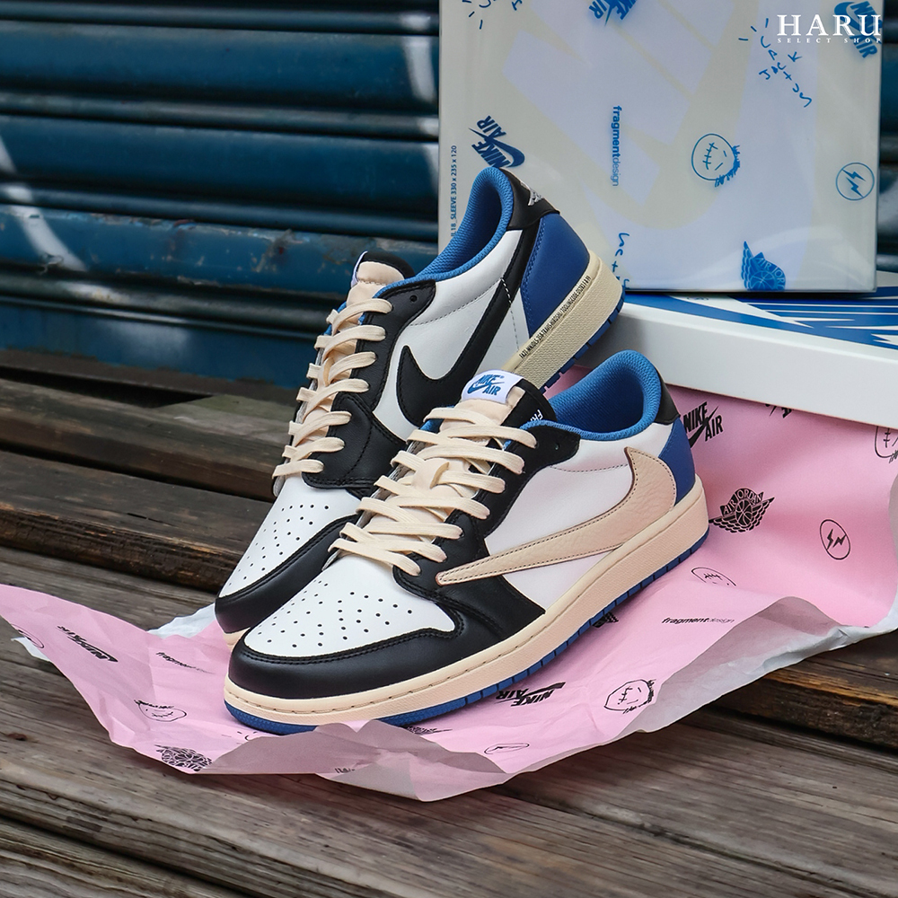 Nike AIR Jordan 1 low TRAVIS SCOTT X FRAGMENT X AJ1 三方聯名 白藍黑 倒鉤 2.0 閃電 低筒 男女同款 復古休閒鞋 DM7866-140