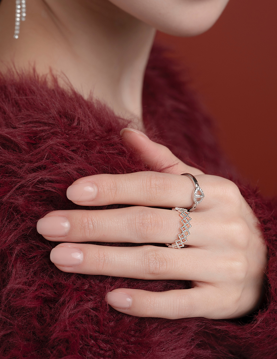 鏤空菱格可調式戒指