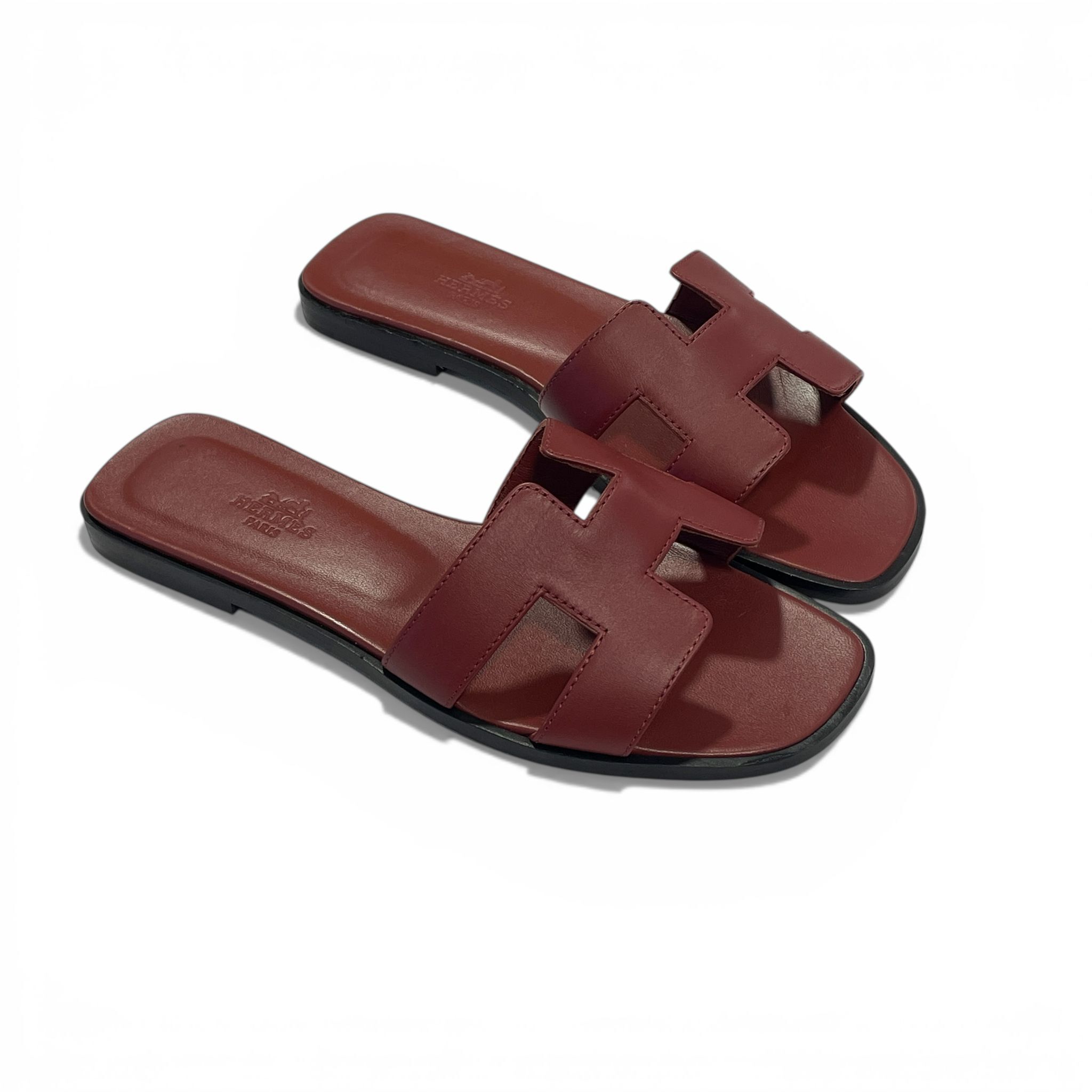 SPECIAL OFFER!!! 全新Hermes  Oran Sandal 37碼 愛馬士酒紅色/平底拖鞋 #BRAND NEW #香榭站正品