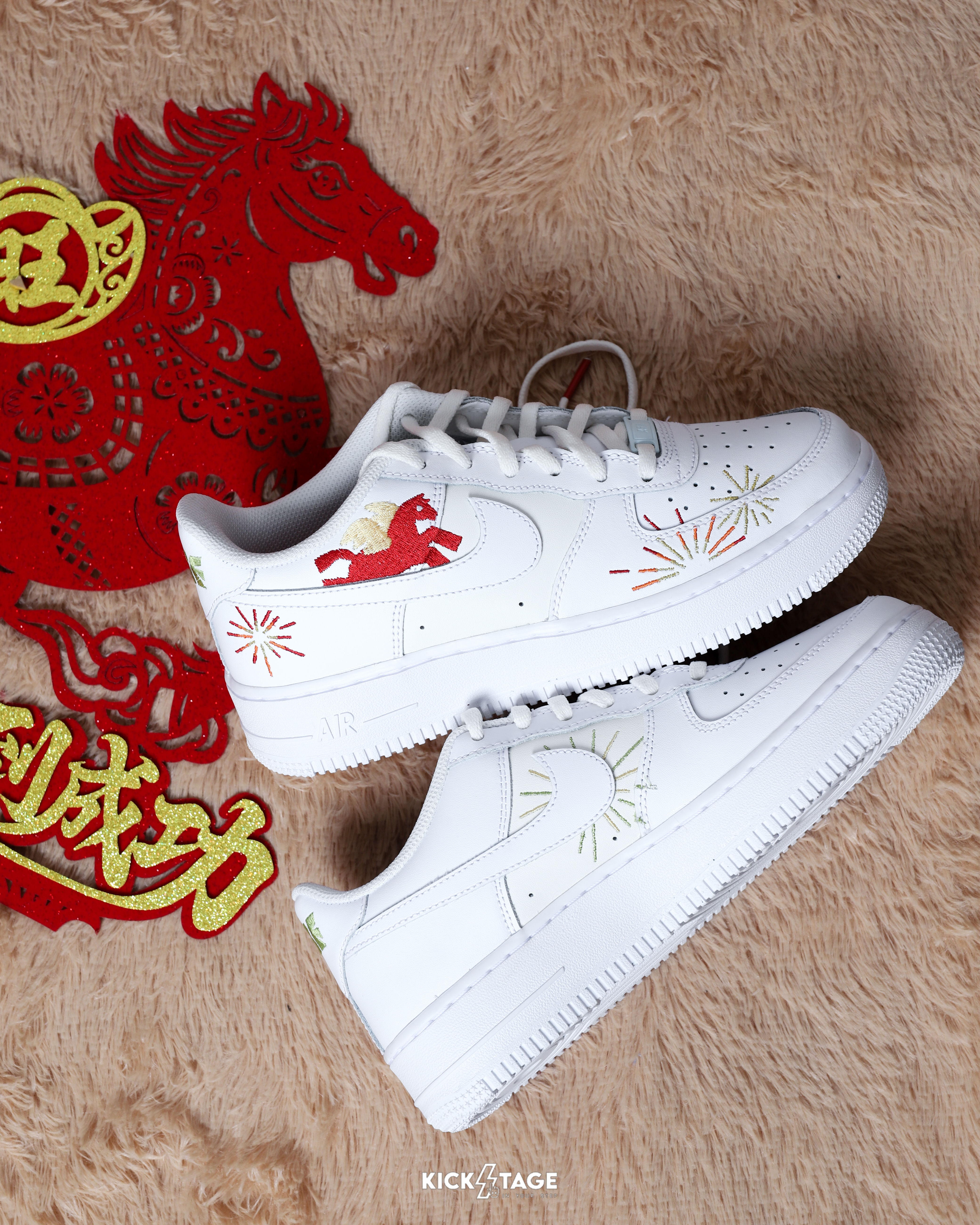 大童鞋 女生尺寸 NIKE AIR FORCE 1 LE GS 白 新年 馬年 小飛馬 煙火 皮革 經典 休閒鞋【IQ1133-111】AF1 CNY