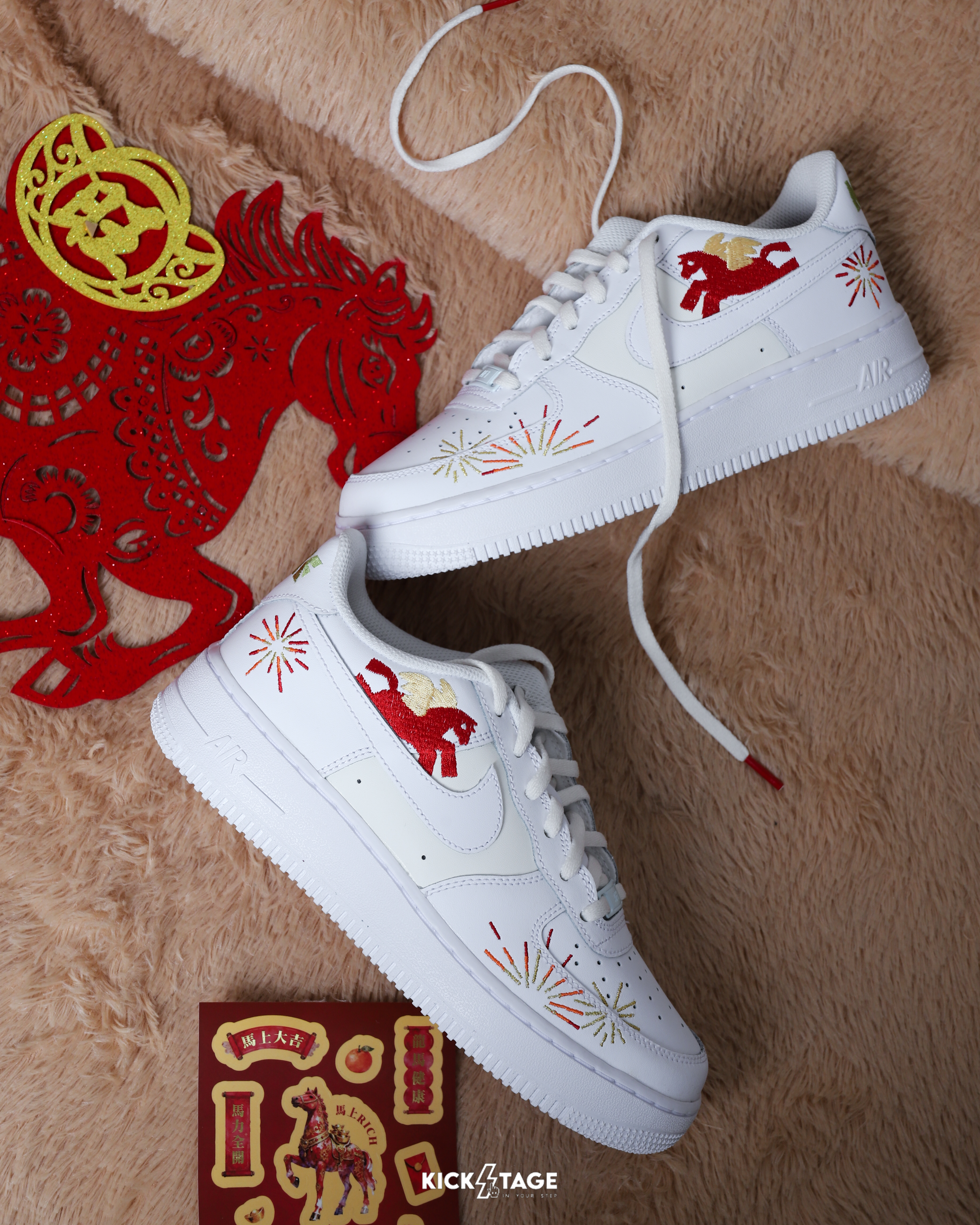 大童鞋 女生尺寸 NIKE AIR FORCE 1 LE GS 白 新年 馬年 小飛馬 煙火 皮革 經典 休閒鞋【IQ1133-111】AF1 CNY