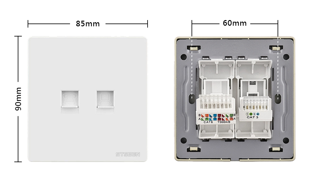 電話+網路線插座,尺寸規格