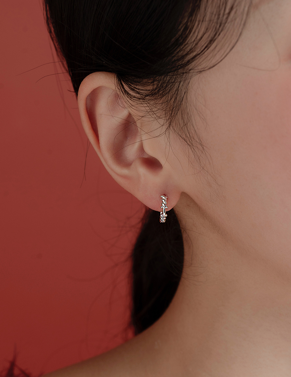 間隔麻花。針式耳環