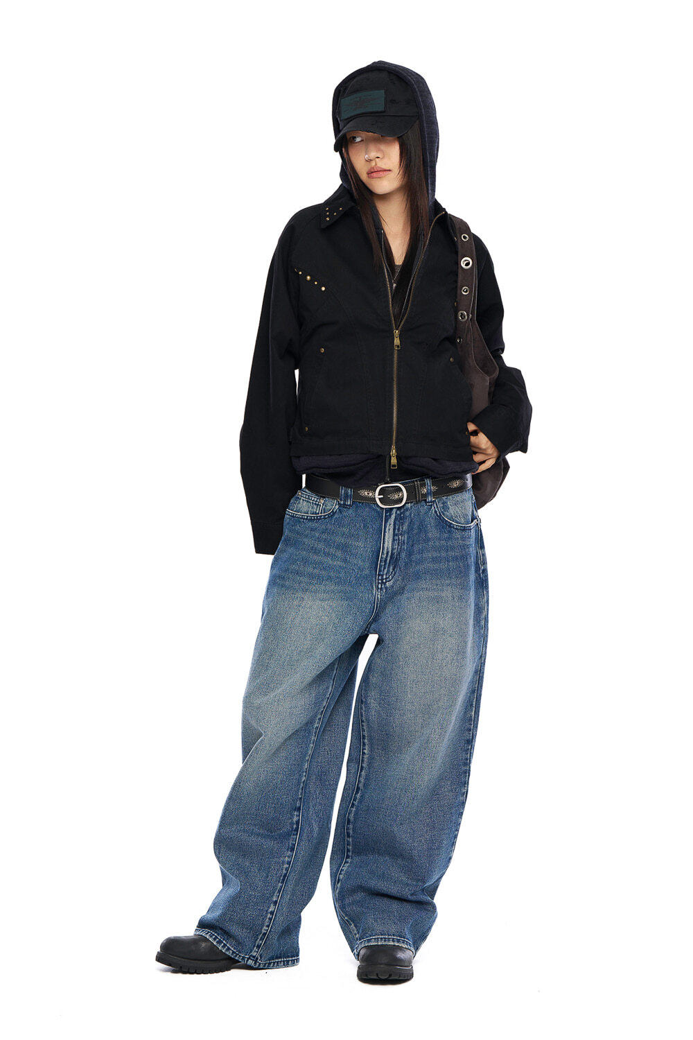 【現貨】Back Studded Denim Pants (Blue)
