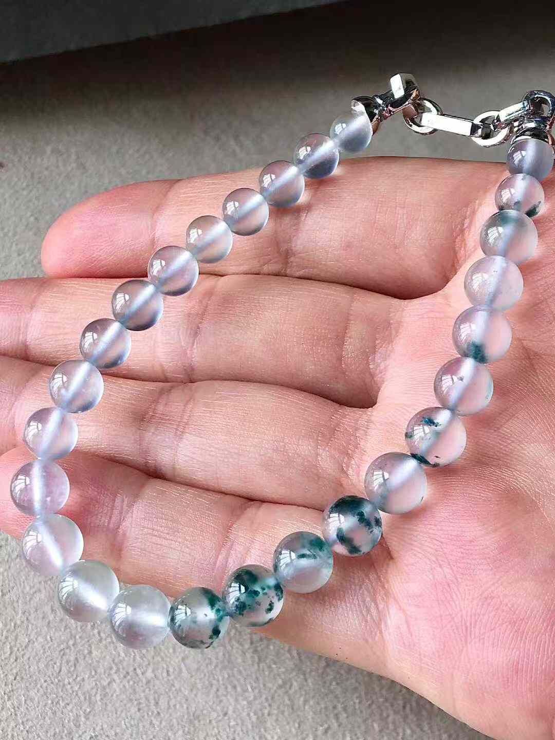 翡翠緬料玻璃種飄花手串 (5-6.5mm直徑),天然翡翠A玉, 緬甸玉, Jade, Jadeite