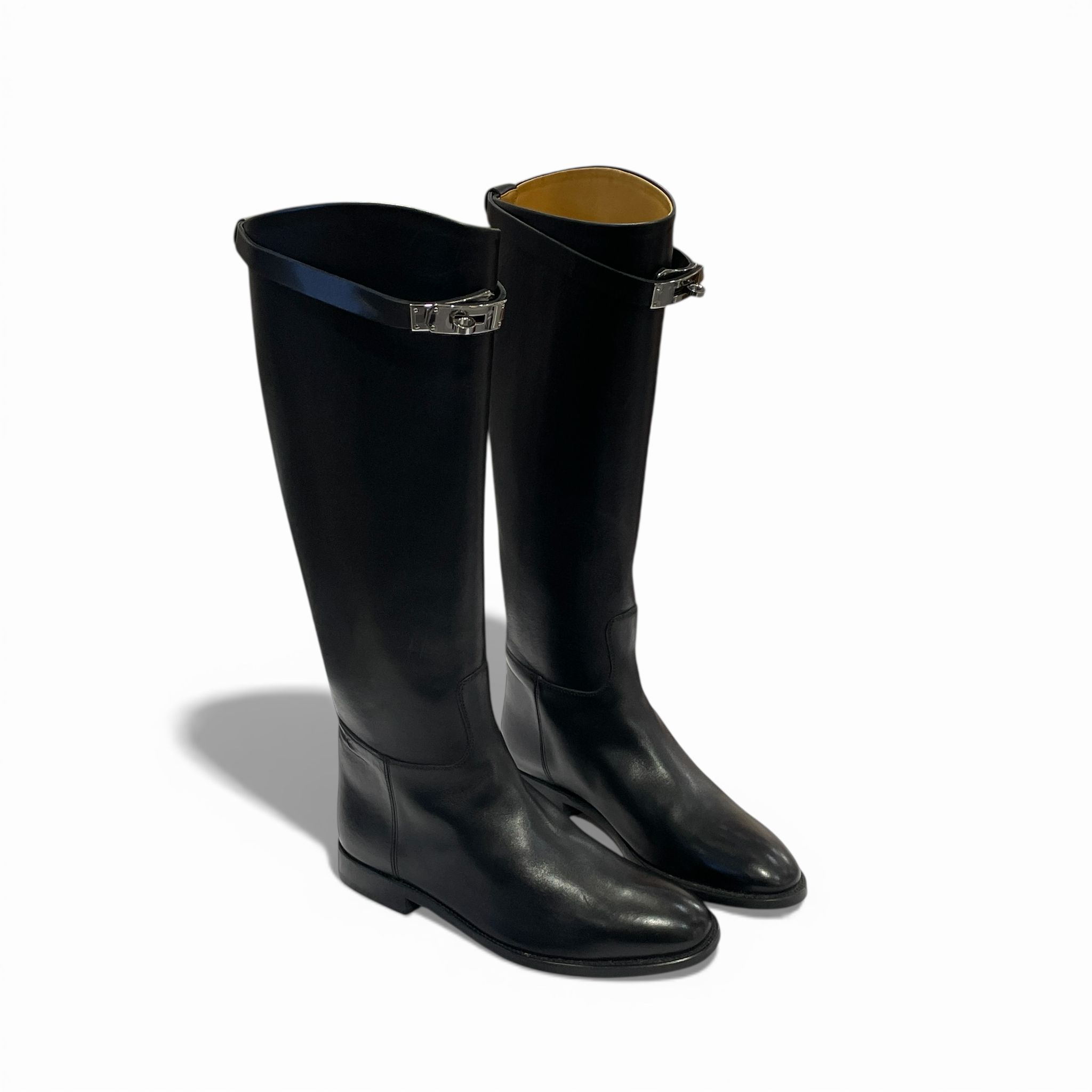 SPECIAL OFFER !!!DISPLAY~未使用品KELLY  JUMPING SHORTER BOOT 37碼 愛馬士長靴 黑色SWIFT銀扣 #BRAND NEW #香榭站正品