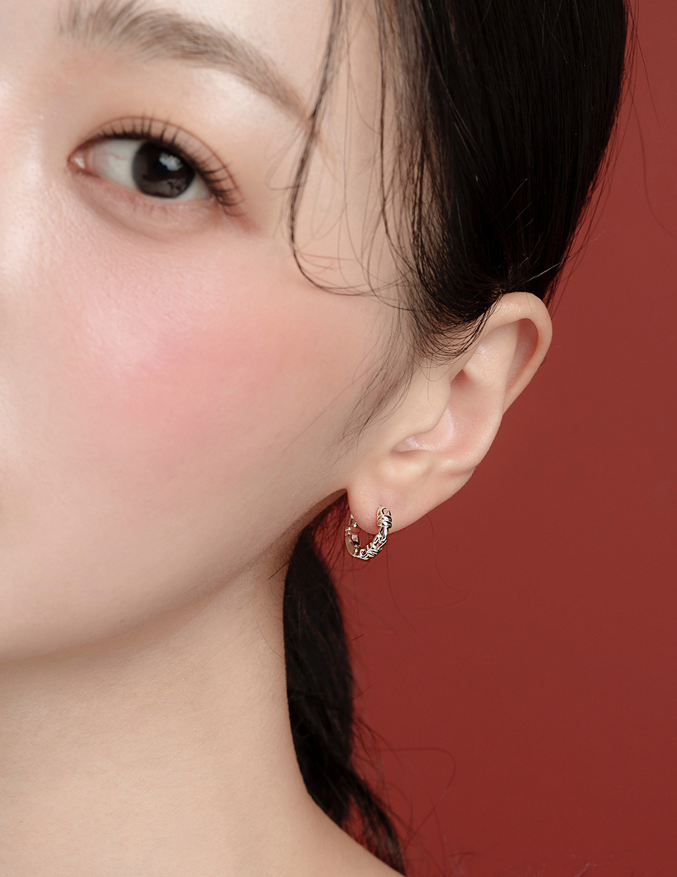 鏤空鍊條圈圈。針式耳環