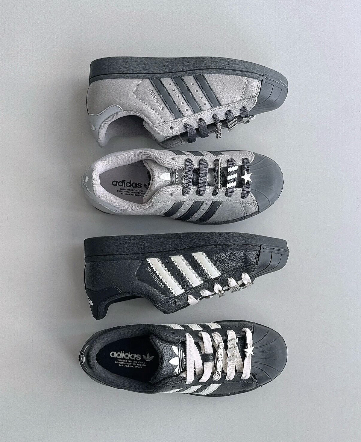 Adidas Originals Superstar 2.0 灰黑色 黑色 皮革 鞋扣 裂紋 做舊 復古 板鞋 貝殼鞋 IH1629 IH1628/預購