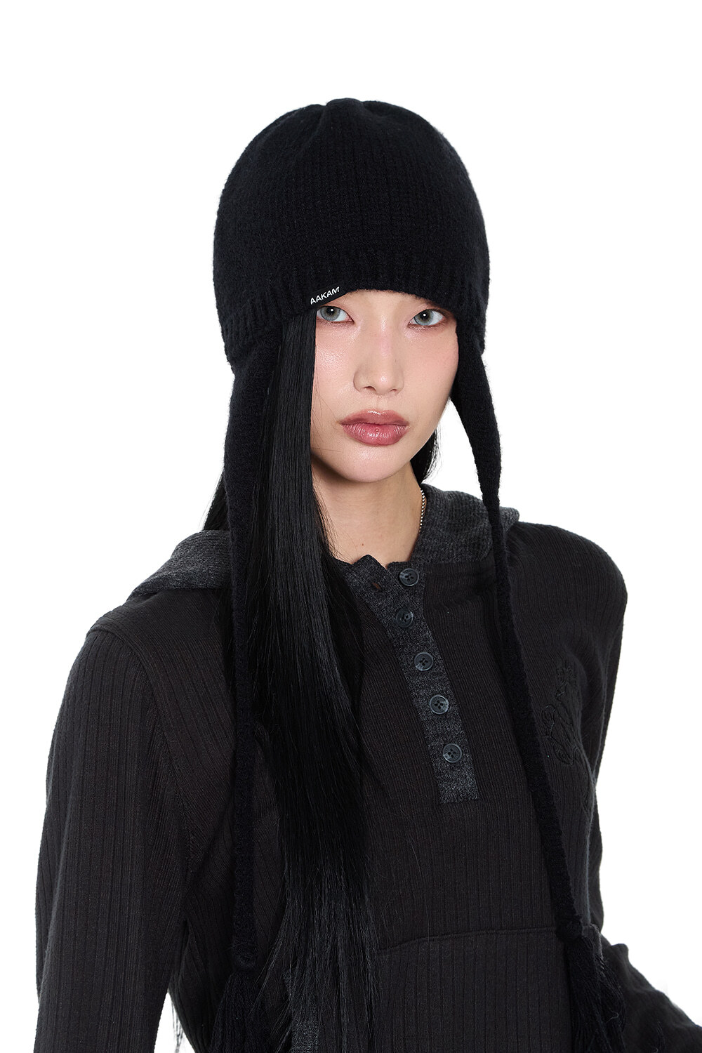 【現貨】Knitted Earflap Beanie (Black)
