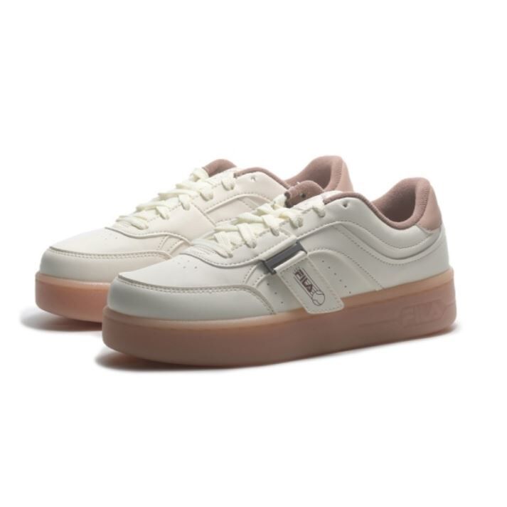 【下殺↘ $1290】FILA 休閒鞋 JELLY 米白棕 果凍底 復古 緞帶 女 5C336Y177
