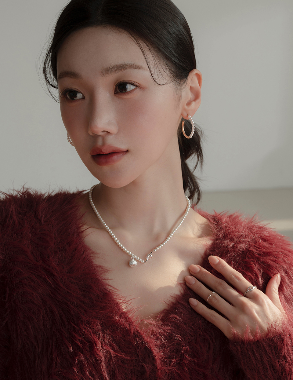 珍珠扭結鎖骨鍊