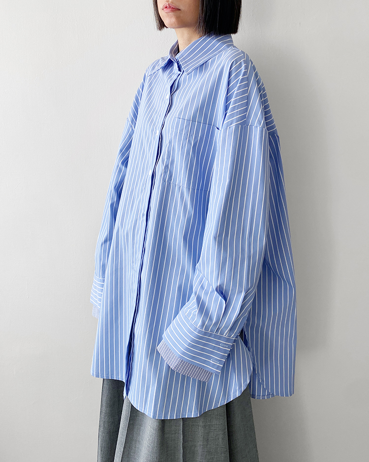 MKT-2864 雙層袖條紋襯衫 sᴋʏ