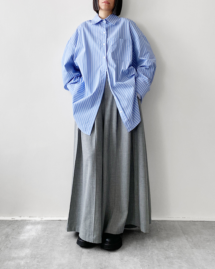 MKT-2864 雙層袖條紋襯衫 sᴋʏ