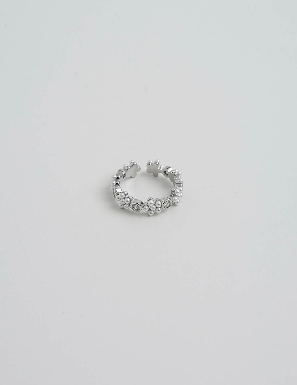 珍珠鋯石環可調式戒指