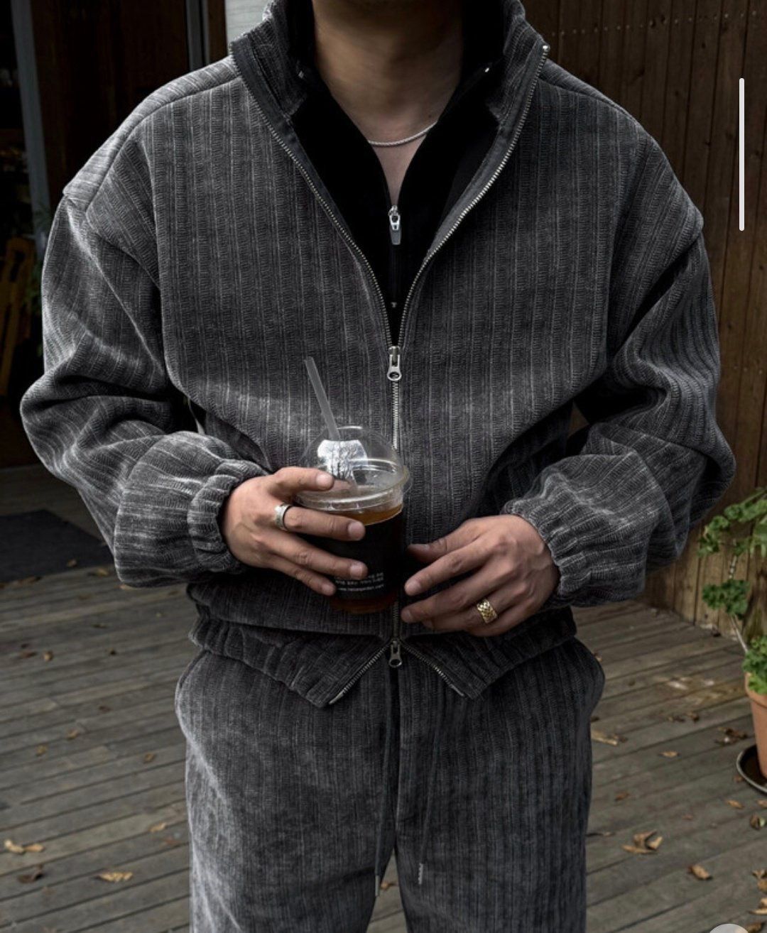 淨色企領拉鍊外套(絨毛底) JK2767