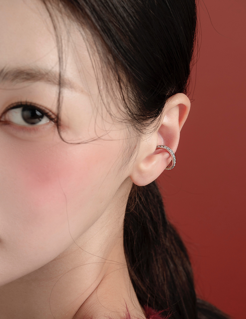 微光鋯石耳骨夾(單支)-銀
