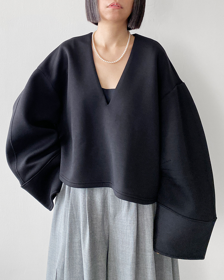 MKT-2863 寬袖太空棉上衣 ʙʟᴀᴄᴋ