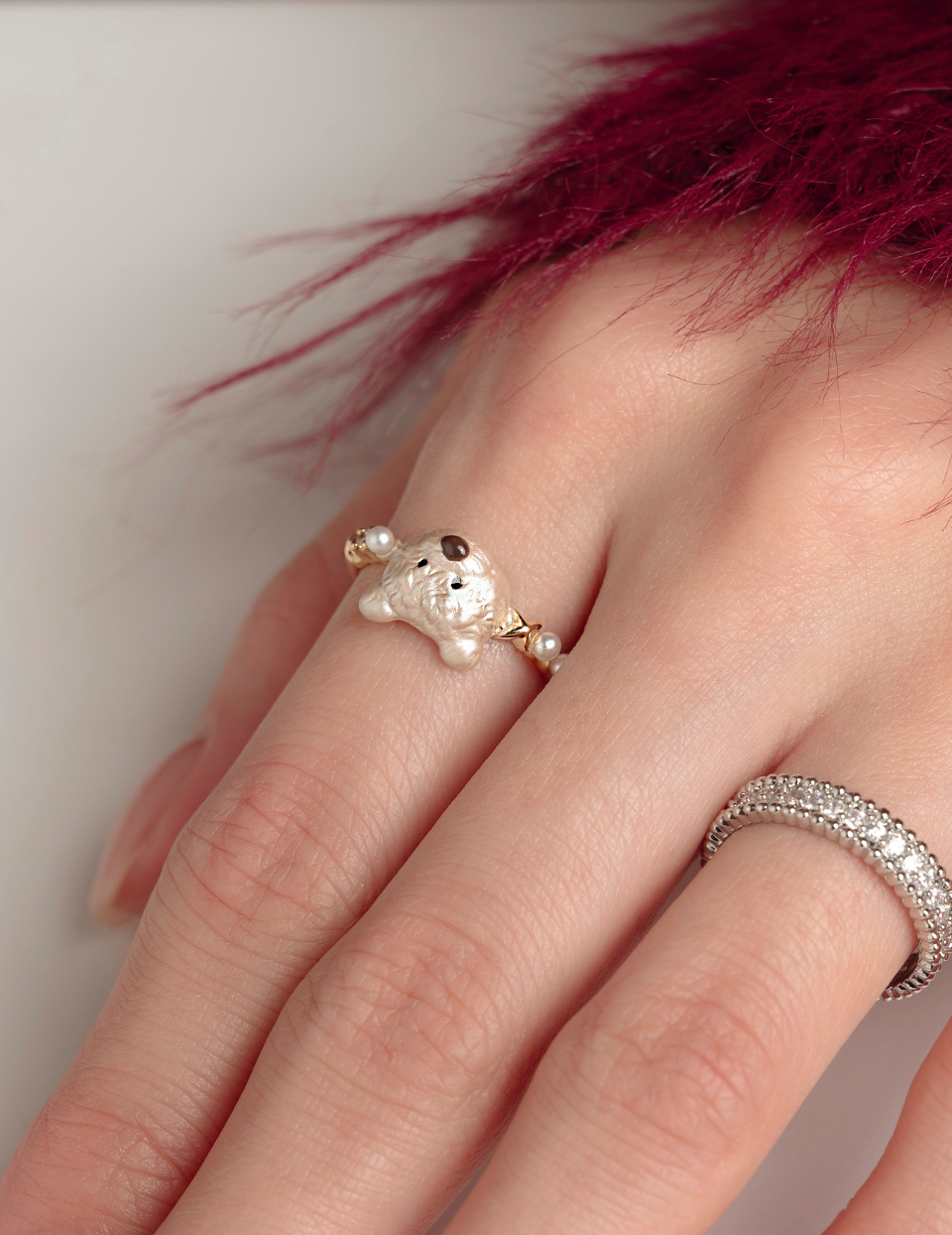 奶油小熊可調式戒指
