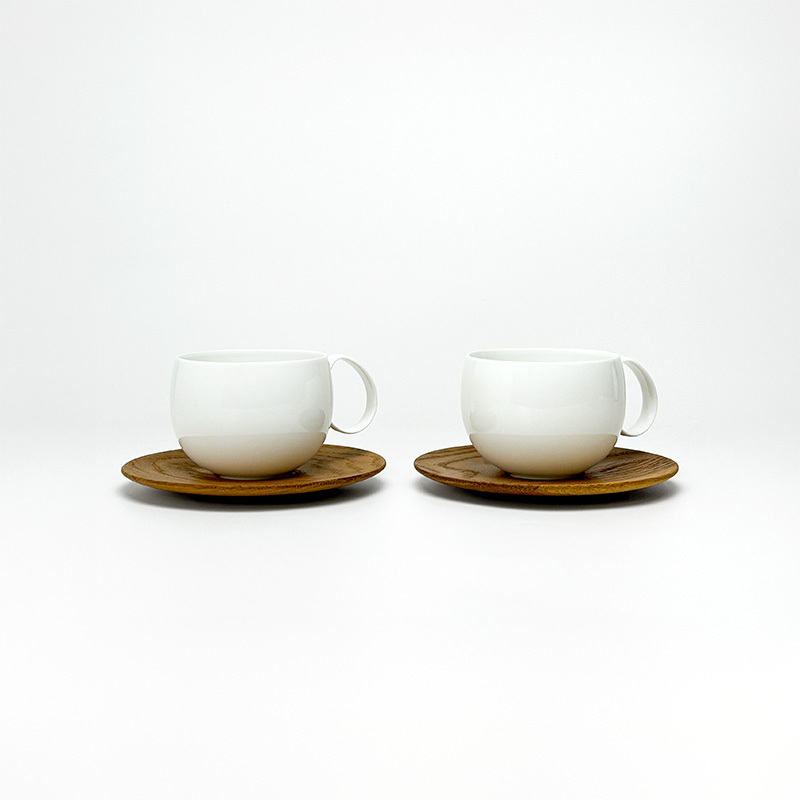 蛋生系列-薄胎瓷杯碟組(2入)