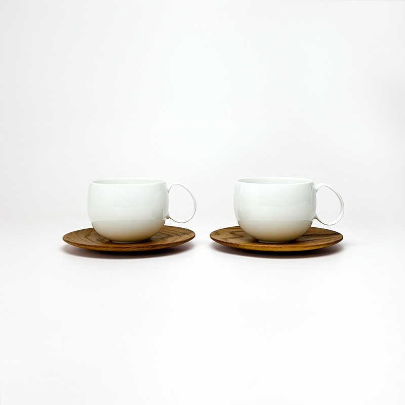 蛋生系列-薄胎瓷杯碟組(2入)