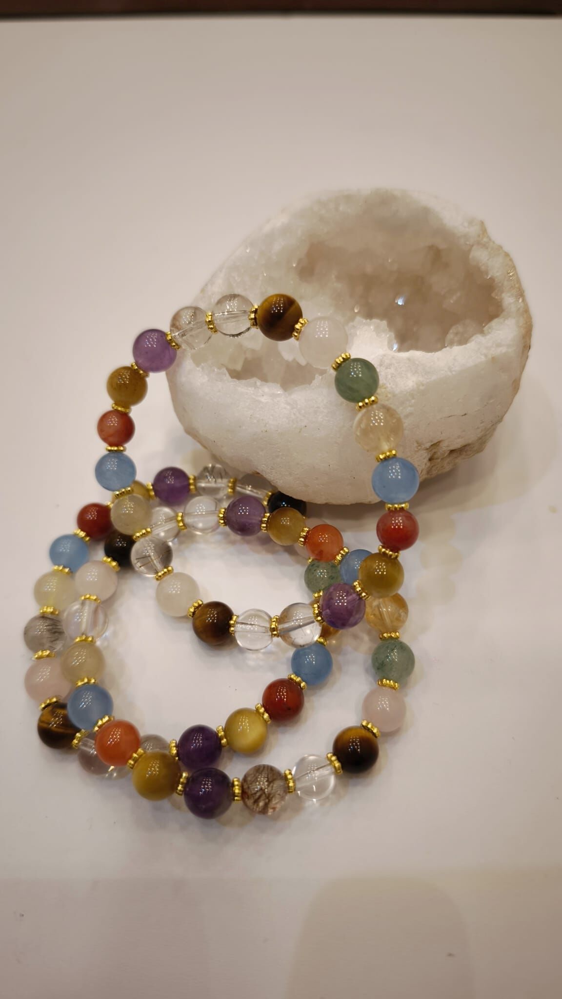 0202CT19-水晶飾物CT- 彩虹金多寶手串連元寶 (C19)