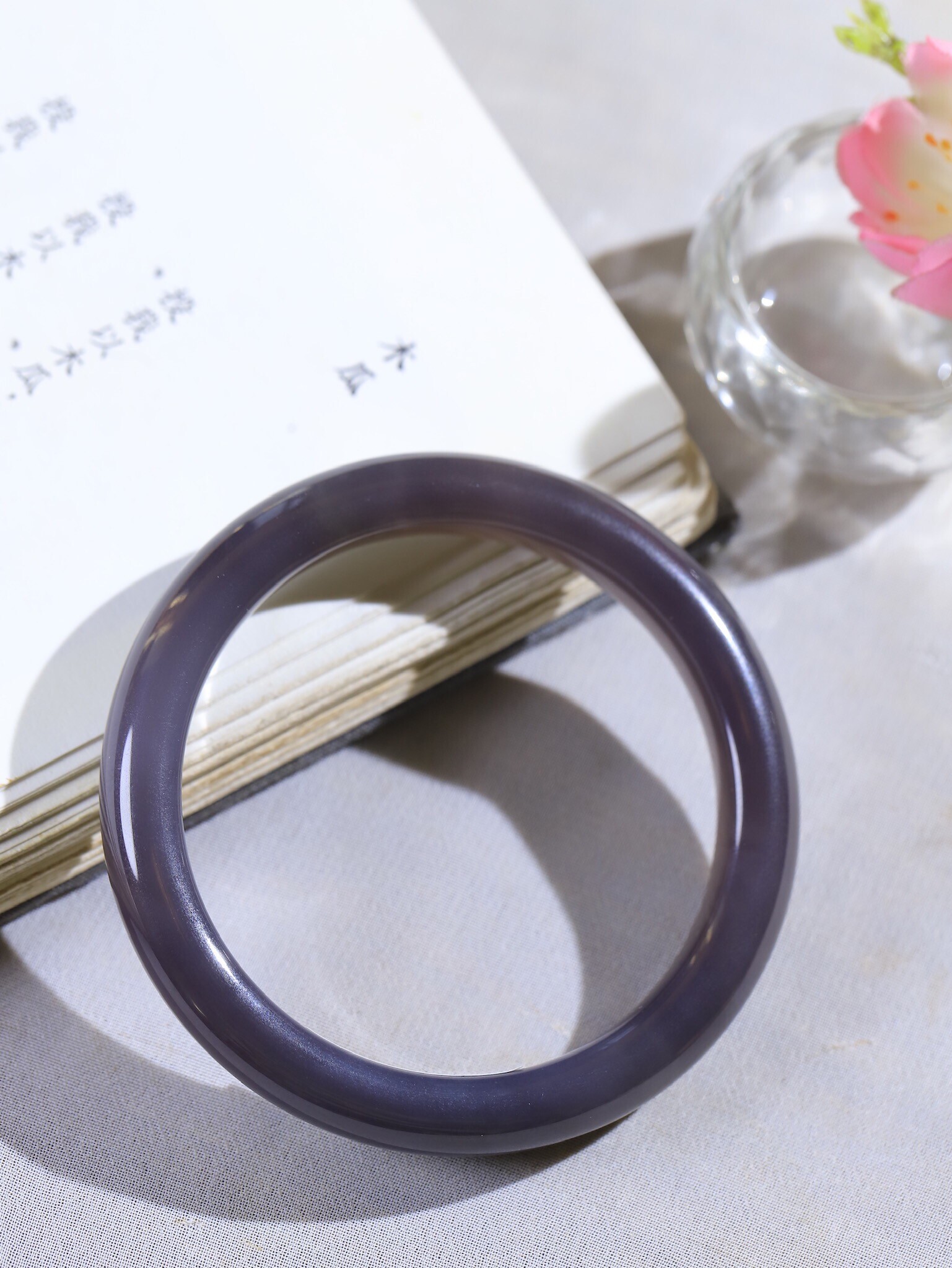 12216 53.5mm和田玉煙紫柔情素語手鐲 (52-54)