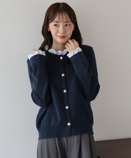 端正層次の優雅公主・襯衫拼接Knit
