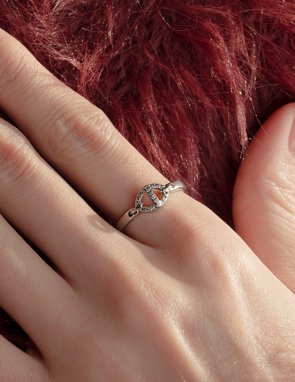 亮鑽小豬鼻可調式戒指(銀)