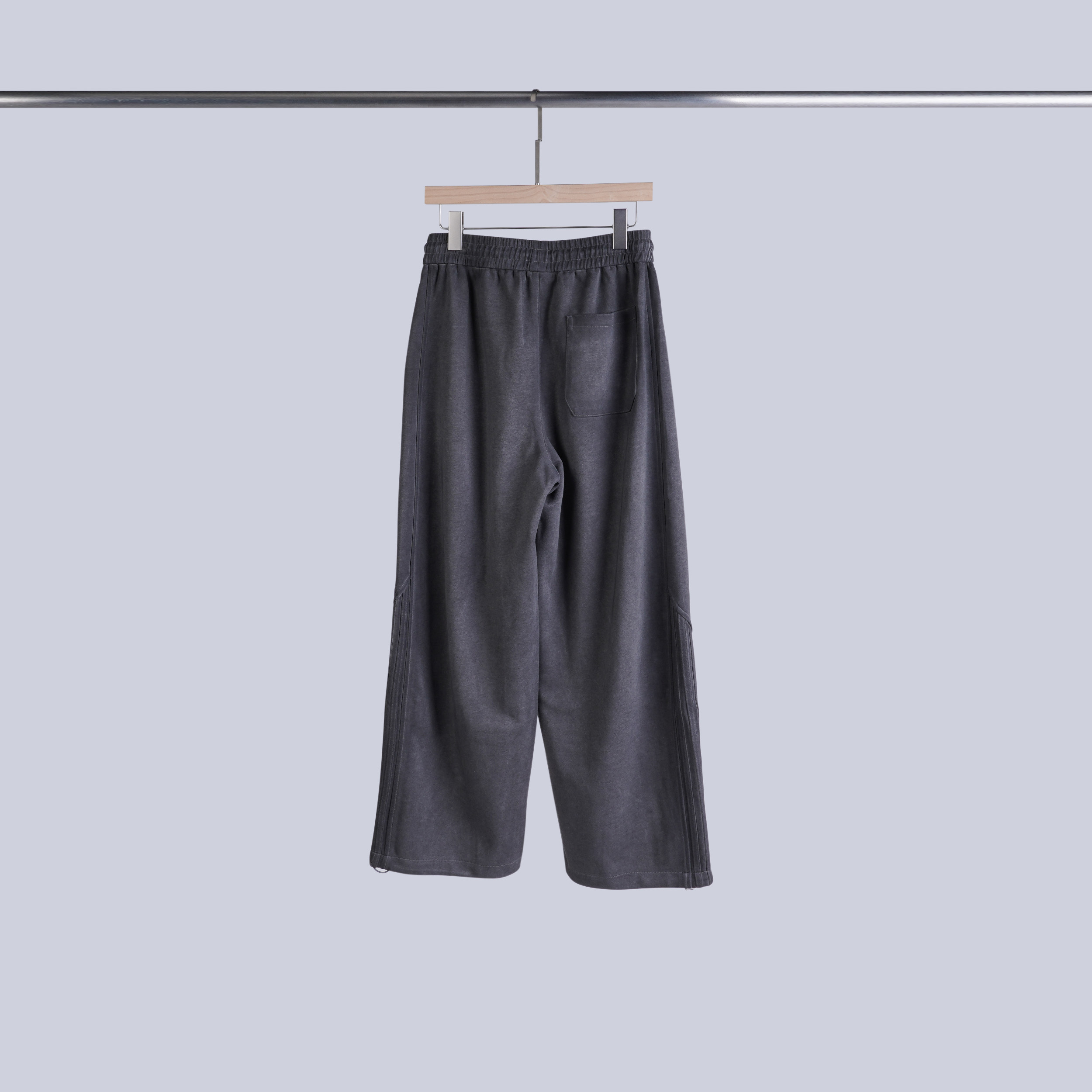 設計感拼接水洗抽繩棉褲 | L-XL | 碳灰