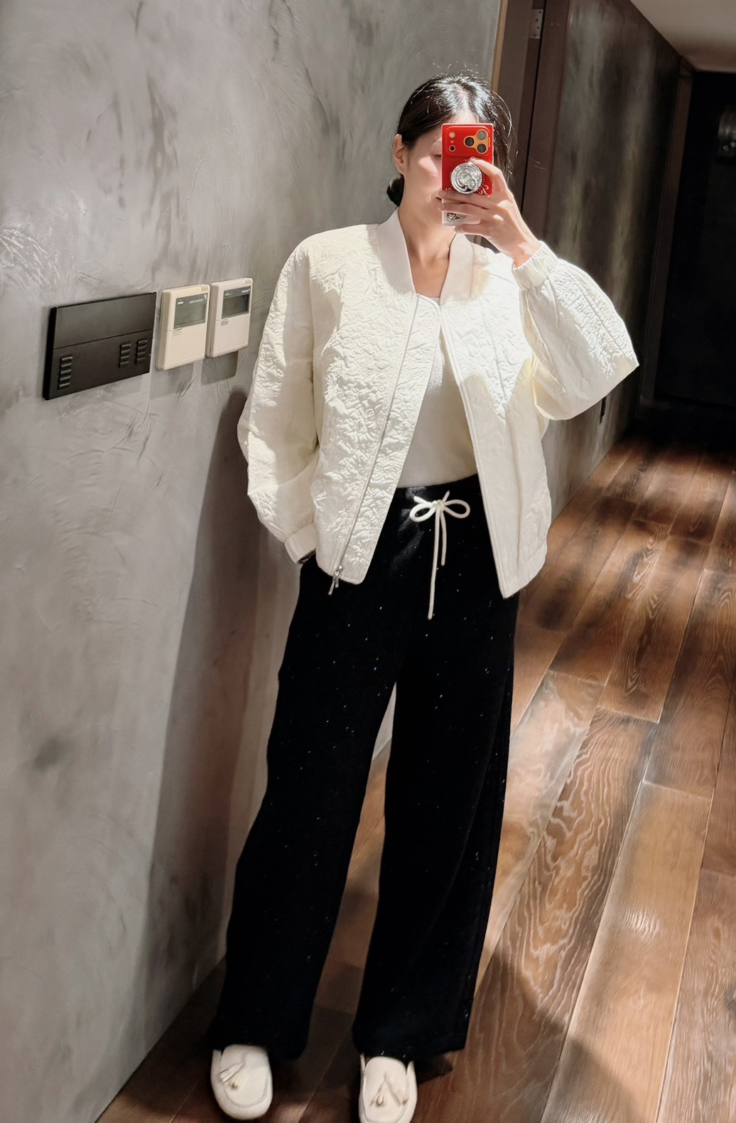 DA-ONE自訂款 03586 秋冬黑灰銀河綁帶寬褲