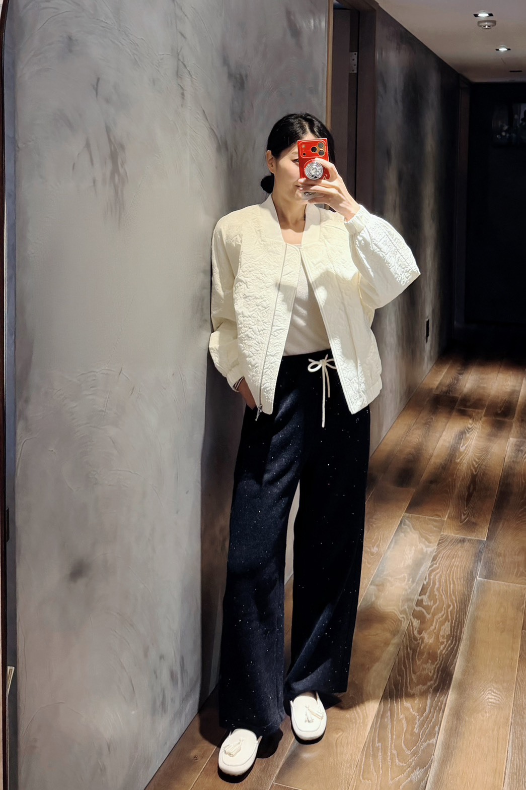 DA-ONE自訂款 03586 秋冬黑灰銀河綁帶寬褲