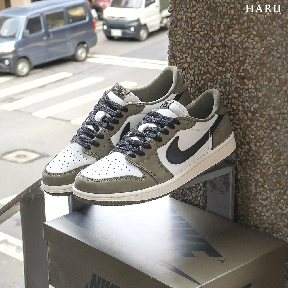 Air Jordan 1 Low OG ''Medium Olive'' 橄欖綠 白綠 奶油底 復古 麂皮 TS平替 倒鉤配色 低筒AJ1 男女運動休閒鞋 HQ6998-200 HQ6999-200