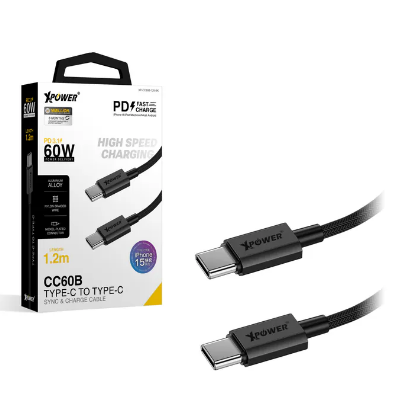(6469) XPower CC60B 1.2m 鋁合金60W高速傳輸充電Type-C>Type-C線