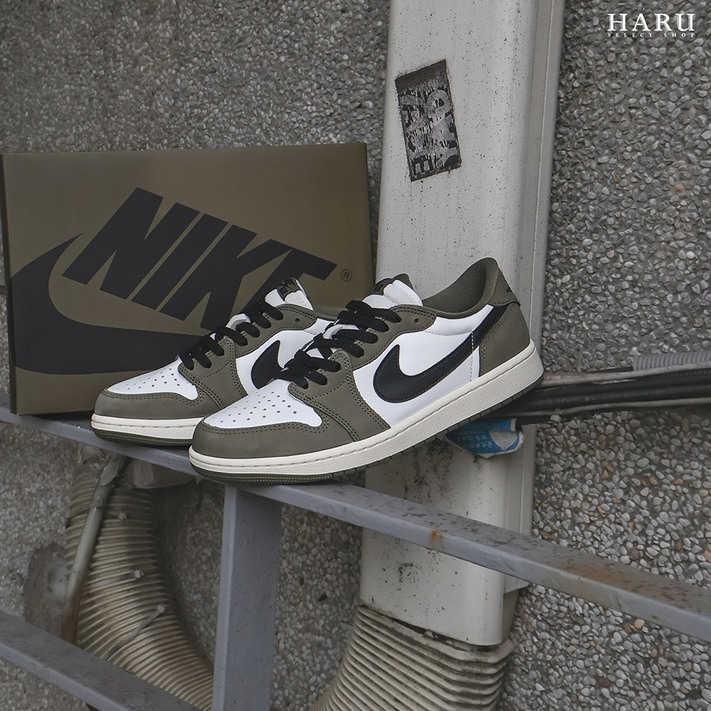 Air Jordan 1 Low OG ''Medium Olive'' 橄欖綠 白綠 奶油底 復古 麂皮 TS平替 倒鉤配色 低筒AJ1 男女運動休閒鞋 HQ6998-200 HQ6999-200